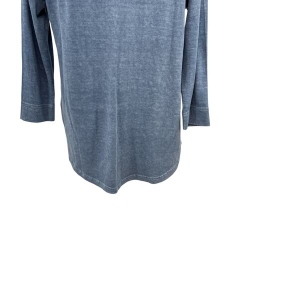 Wrap London Garment Dyed Top Blouse Tee Shirt Hemp Cotton Blue Size US 12 - Picture 8 of 12